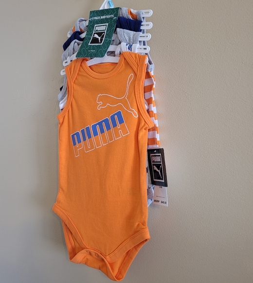 Puma | Boy's Infant Baby 5 pack Sleeveless Bodysuit 3-6 months NWT - Picture 2 of 6
